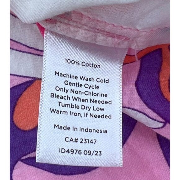 Talbots Petite MP Pink & Purple Floral Long Sleeve Cotton Blouse Top - Picture 4 of 6